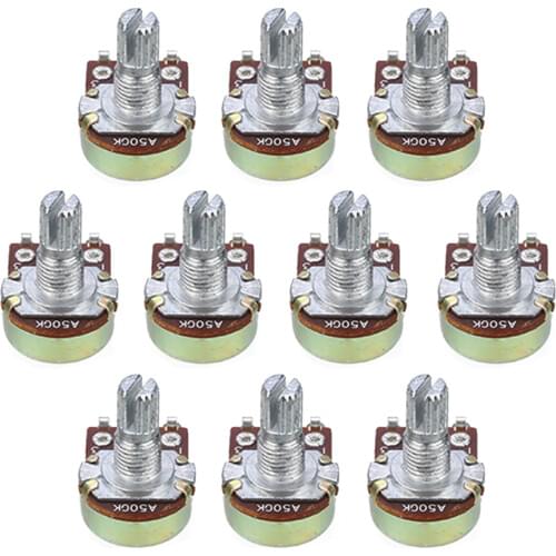 10pcs Guitar Mini Control Pots A500K Short Split Shaft Linear Taper Potentiometers Guitar Tone Potentiometer