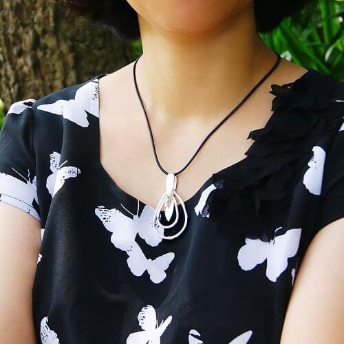 Fashion 925 Silver Bead Chain Rope Chain Phoenix Necklace Female Contracted Big Water Drop Pendants Necklaces For Women