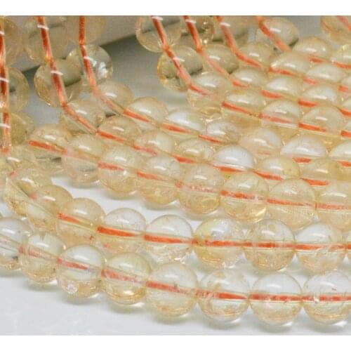 Natural Citrine Loose Round Beads 8mm-8.2mm - Without Color Treatment