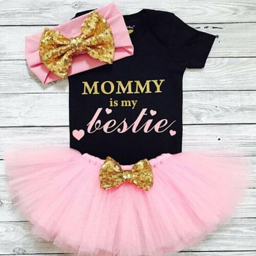 2020 new 3PCS Cute Newborn Baby Girls Clothes Romper Jumpsuit+Tutu Skirt+Headband Outfits Set Newborn Baby Girls Clothes