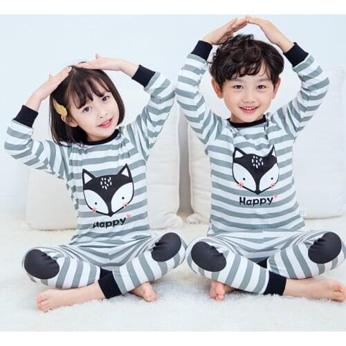 2020 Autumn Winter Children Pajamas Long Sleeve Cartoon Kids Sleepwear Cotton Pyjamas Girls Boy Pijamas Baby Girl Clothes Suit