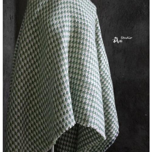 Autumn winter thick woolen green plaid coat plaid clothes designer original fabrics for patchwork