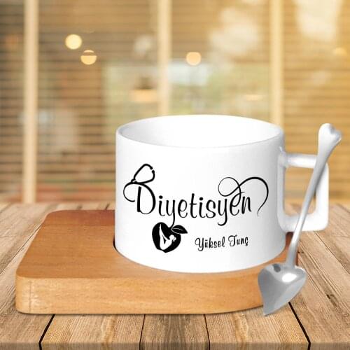Personalized Professional Dietician Wood Altlıklı Ceramic Cup