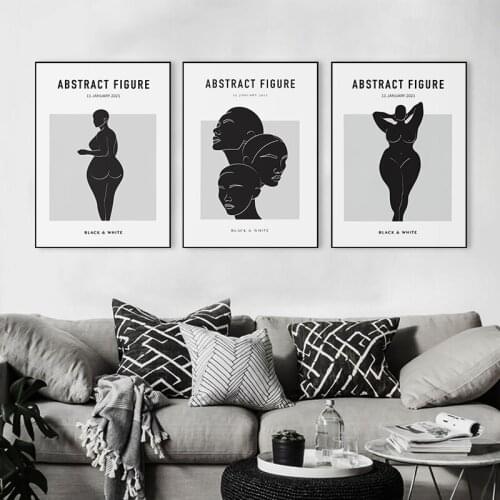 Black Naked Female Abstract Curve Body Poster Print Wall Art Canvas Painting Minimalist Picture Modern Living Room Home Decor