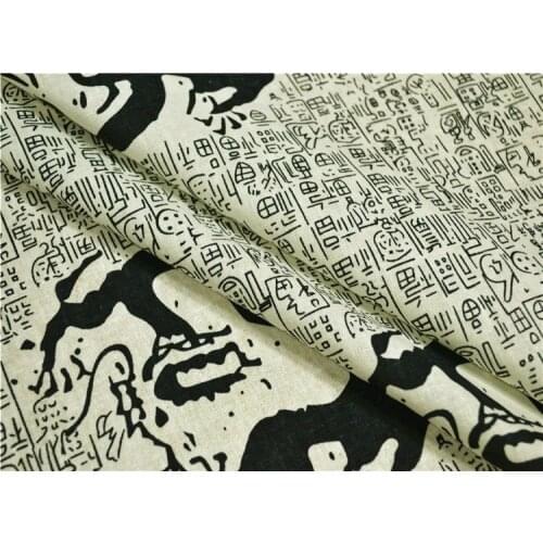 Everyone happy Chinese wind dragon design full of natural hemp fabric shirt dress qipao / 0.5 m