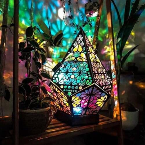 Retro Style Projection Light Exquisite Wood Beautiful Taper Shape Floor Light for Kids Bedroom