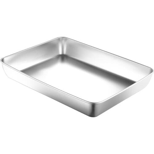 Stainless Steel Baking Tray Barbecue Grill Plate Tableware Rectangle Non-Stick Oven Heat Resistance Pizza Cake Baking Pan