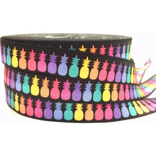5Yards 16mm Colorful Pineapple print Fold over elastic wedding party decoration Hair accessories
