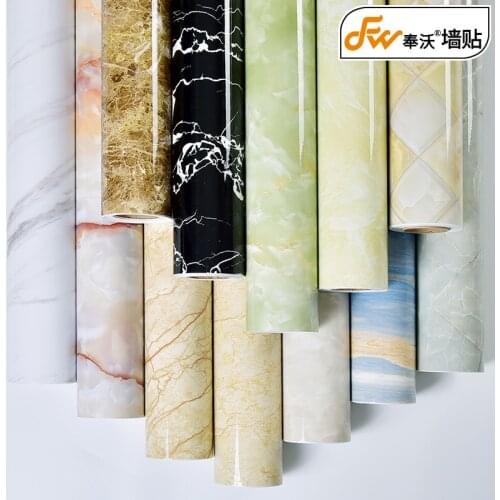 Self-adhesive wallpaper PVC marble pattern waterproof background wall paper door kitchen furniture renovation stickers