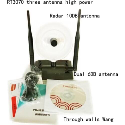 Ralink 3070L Chipset 150 Mbps USB Adapter 2000mW High-Power Wireless Network Card, With 10DB Radar Antenna Super Power