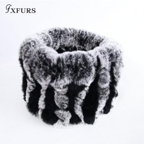 FXFURS 2020 new Fur muffler scarf pullover womens autumn and winter thermal rex rabbit hair scarf winter warm fur ring headband