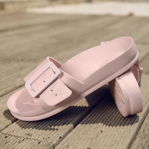 Summer Fashion Women Outdoor Slippers EVA Platform Flat Heel Adjustable Buckle Korean Style Beach Slides Cute Ladies Shoes Girls