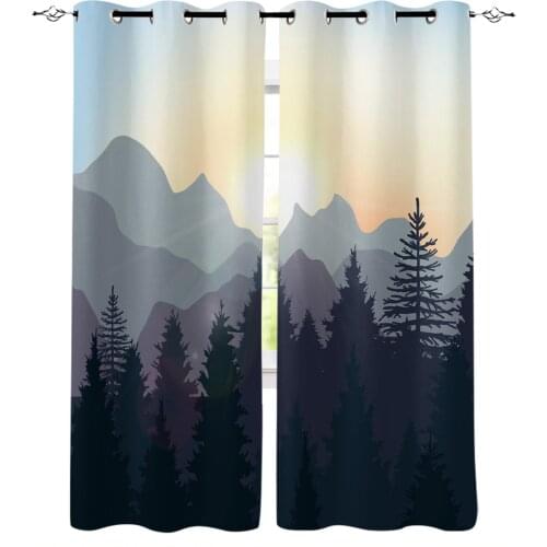 Mountain Pine Woods Sun Window Curtains Home Decor Bedroom Curtains Kitchen Drapes Panel Curtains for Living Room