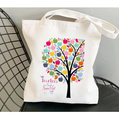 Supplies Teachers plant the seeds of Rainbow apple Tote Bag women Harajuku shopper Shoulder shopping bag Lady gift Canvas Bag