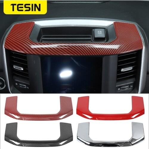 TESIN Car Center Console Storage Box Panel Decoration Cover Trim Stickers For Dodge RAM 2018-2021 ABS Car Interior Accessories