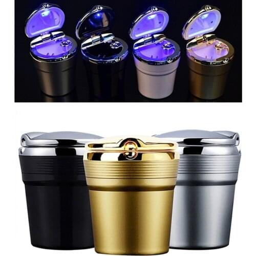 Universal Car Ashtray With Led Lights With Cover Creative Personality Covered Car Inside The Car multi-function Car Supplies