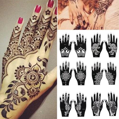 2Pcs/Set Temporary Tattoo stencil 25 designs Body Art Men Women Indian Henna pattern Beauty Waterproof Fake Arm Hand Reuse tatoo