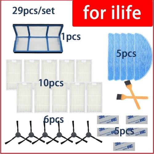 For ilife v5 v5s V3 V3s v5pro V50 V55 x5 v5s pro vacuum robot cleaner Parts side brush Primary dust Filter mop Hepa Filter