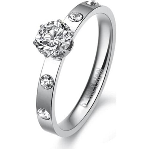 High quality 316L Titanium steel fashion CZ Zirocn Women rings