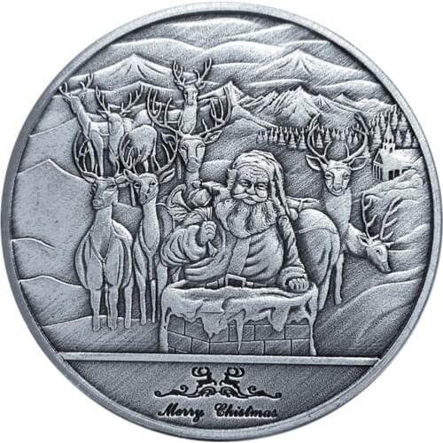 1piece Merry Christmas Commemorative Coins 40mm Gifts Collections Badge