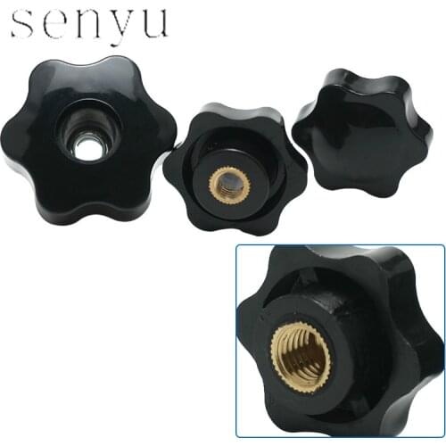 Senyu 10/5 PCS M5 M6 M8 M10 Plum Hand Tighten Nuts Handle Thread Star Mechanical Black Thumb Nuts Clamping Knob Manual Nuts