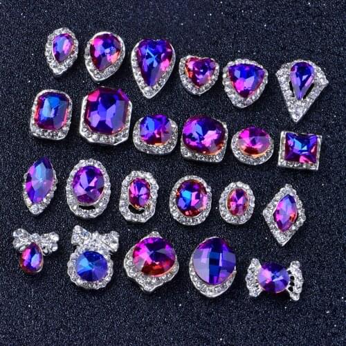 10Pcs/Lot 3D Charms Nail Art Rhinestones Glitter Rainbow Crystal Diamonds Nail Stone Strass Glass Jewelry Gems Decorations #F390