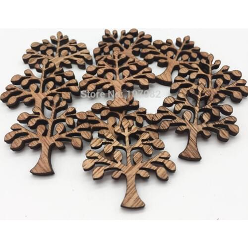 Yiasangly 100PCS 35x35mm Rustic Wood Tree Emebellishments Cardmaking DIY Crafts Scrapbooking Christmas Decorations Gift Tag
