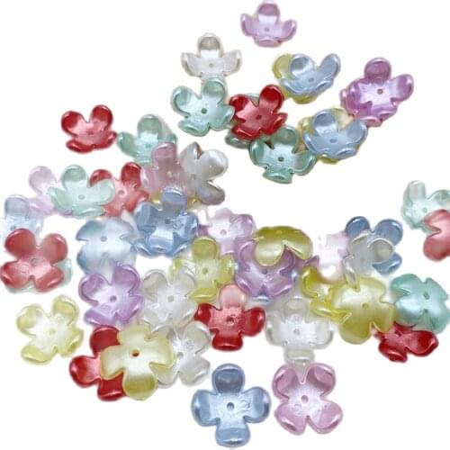 50pcs Acrylic Pearls Color Flower Petals Spacer Beads DIY Vintage Hairpin Making Jewelry Findings Handwork Hair Accessories