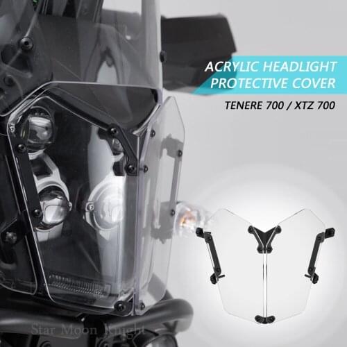 Motorcycle Acrylic Headlight Guard Lens Cover Protection Clear Front Lamp Cover For Yamaha Tenere 700 TENERE700 XTZ XT700Z T700