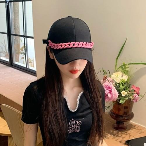 Baseball Cap for Women Summer Sun Protection Hat Candy Color Chain Cotton Caps Adjustable High Quality Fashionable Colorful Hats