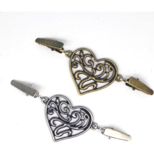 2018 bronze heart shape Retro Sweater Cardigan Clip Buckles Metal Buckle Fashion Metal Buttons For Clothing Decoration Garment
