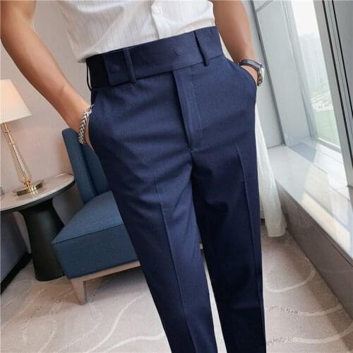 Luxury mens business trousers spring autumn men fashion casual solid color suit pants high quality formal dress party Pantaloni