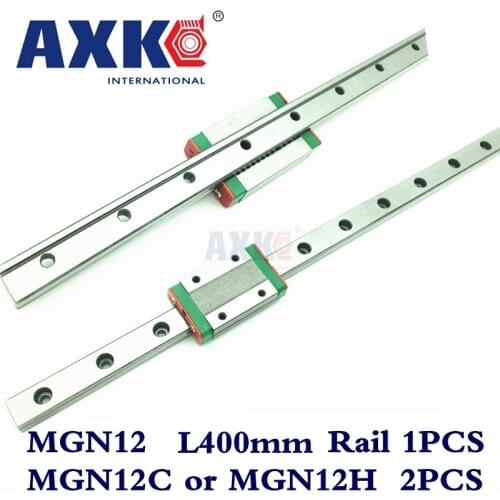 Cnc Router Parts AXK Linear Rail 1pc 12mm Width 400mm Mgn12 Linear Guide Rail + 2pc Mgn Mgn12c or MGN12H Blocks Carriage Cnc