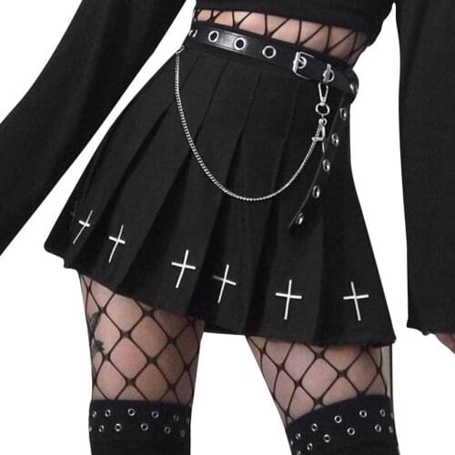 Women Mini Skirt Skater Pleated Punk Rock Gothic Lolita Short Dress