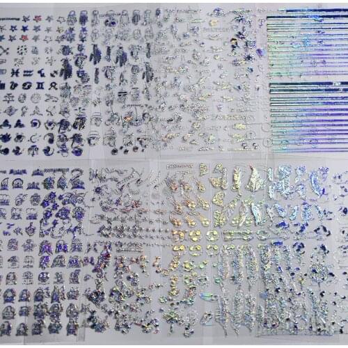 12 sheets /Set Holographic Nail Sticker Decals For Nails Decor Decals Holo-Sliver Lines Stripes Nail Stickers Custom Decals-NL47