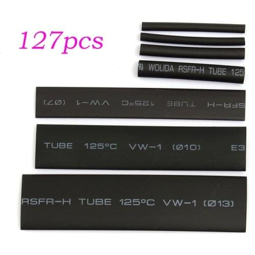 Hot Sale 127 PCS 7.28m Black 2:1 Assortment Heat Shrink Tubing Tube Car Cable Sleeving Wrap Wire Kit Useful Electric Tubings