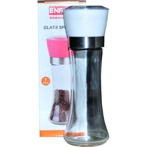 Salt Pepper Glass Grinder Long White