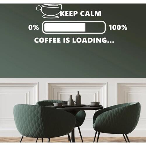 Keep Calm Wall Decal Coffee House Lover Loading Funny Art Cafe Break Room Interior Decor Vinyl Window Stickers Words Mural Q655
