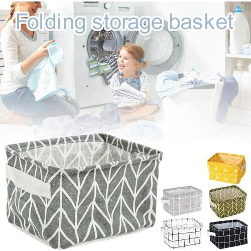 Cube Cotton linen Storage Basket Clothes Folding Storage Box For Nursery Underwear Toy Organizer Laundry Basket With Handle