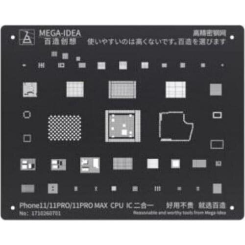 Mega-Idea For iPhone 5/6/6P/6S/7/8/8P/X/XS Max/XR/11/11 pro Max BGA Stencil CPU RAM Power wifi IC Reball Pin Plant Net Solder