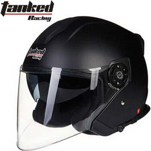Double lens motorcycle helmet 3/4 open Face Tanked Racing T597 ABS moto accessories Crash helmets M L XL XXL XXXL