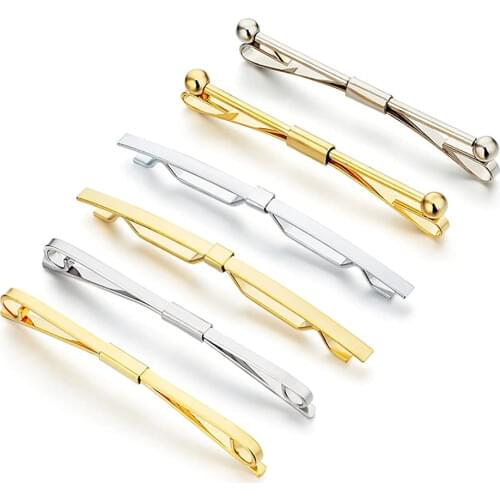 High Quality Copper Tie Collar Bar Pin for Men Gold Two Tone Clips Lapel Metal Pins Designer Brooch Accessories Gifts