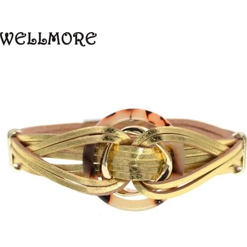 WELLMORE metal charm Leather Bracelets For Women Mens Multiple Layers wrap Bracelets Couple gifts fashion Jewelry drop shipping