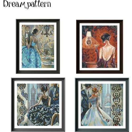 London Paris party lady cross stitch kits pattern 18ct 14ct 11ct white fabric cotton thread DIY embroidery kit