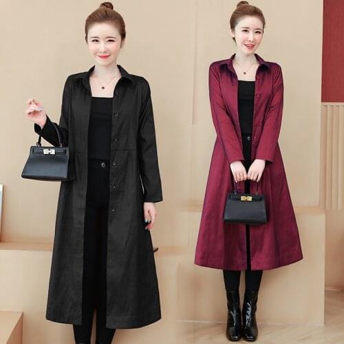 2020 New Autumn Long Thin Jacket Womens Windbreaker Coat Korean Loose Cloak Style Large Size Outwear Casual Cardigan Tops W2022