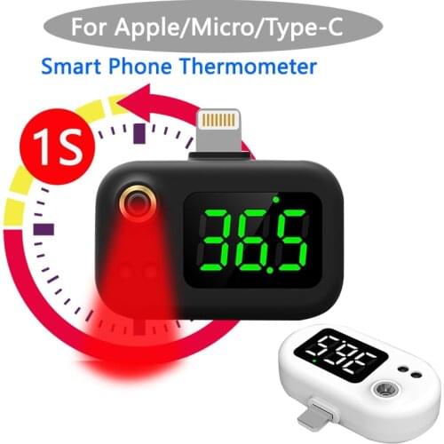New Mobile Phone USB Smart Thermometer Non-contact Infrared Thermometer Electronic Thermometer LCD Display For IPhone/Android