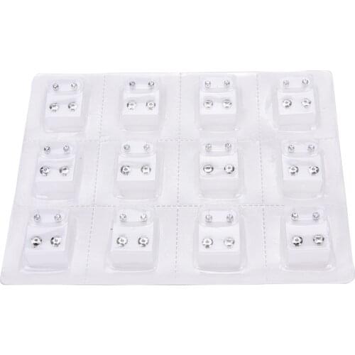 12 Pairs Medical Steel Alloy Disposable Safe Ear Stud Piercing Jewelry Gun Piercer Tool Silver Color Earring Piercing