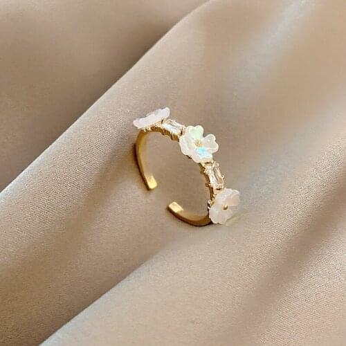 Small Flower Zircon Open Rings for Women Delicate Fashion Jewelry Korean Design Rings Jewelry Wholesale