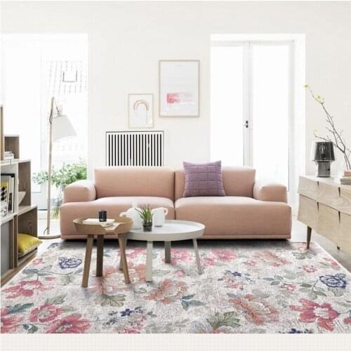 Countryside Red Flower Carpets For Living Room American Tatami Bedroom Area Rug Jacquard Europe Mat Home Decor Vintage Balcony