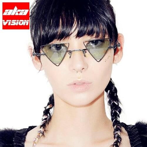 AKA VISION 2021 Triangle Vintage Sunglasses Women Brand Designer Punk Eyewear Women/Men Retro Sun Glasses Women Gafas De Sol